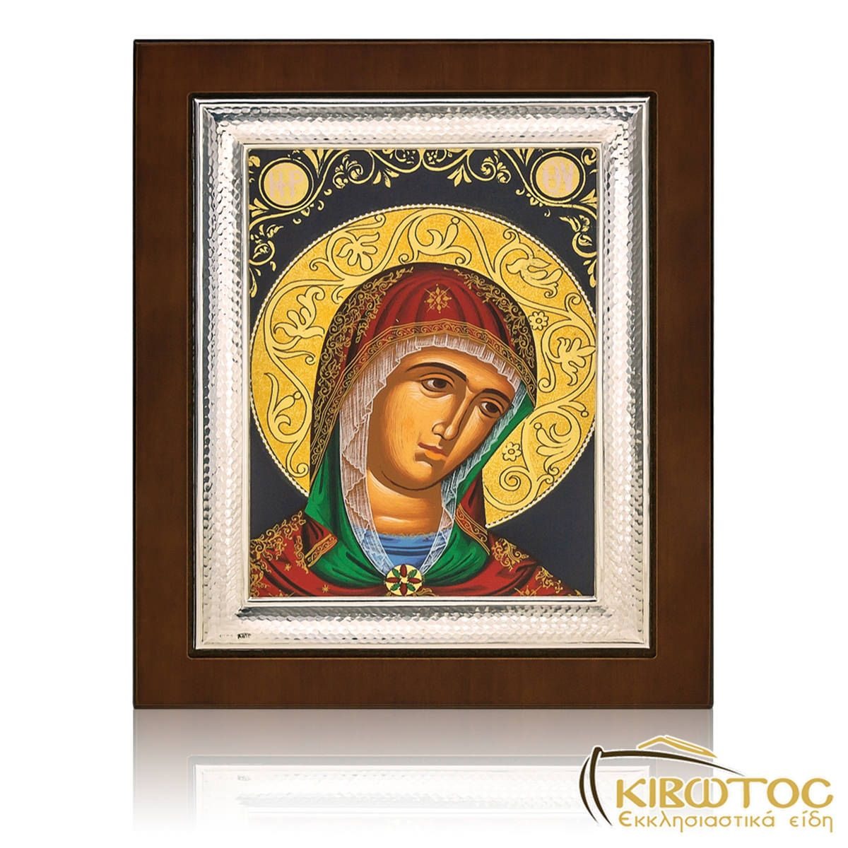 Εικόνα Ασημένια Παναγία Ελεούσα 27x22cm