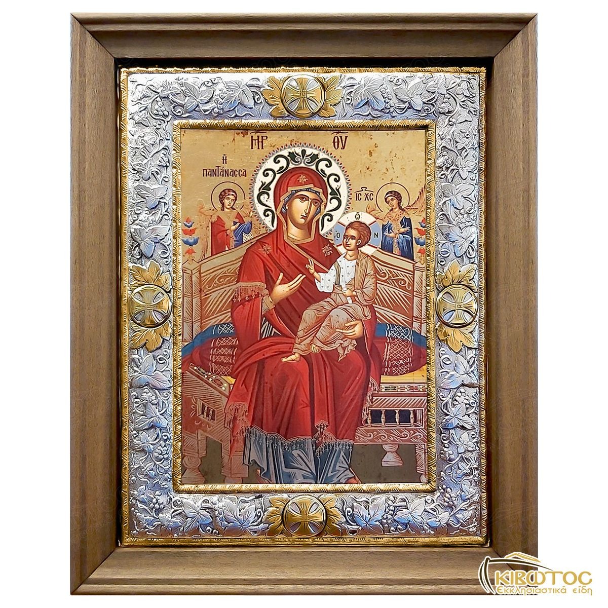Εικόνα Ασημένια Παναγία Παντάνασσα με Κορνίζα 38x30